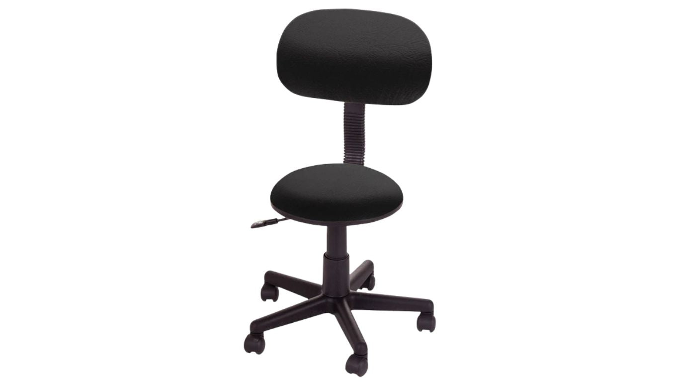 Gaslift Beauty Stool Black with backrest
