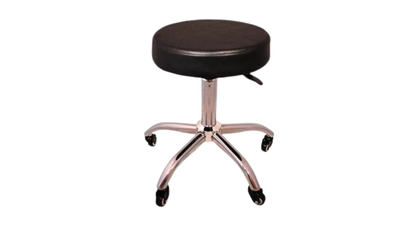 Gaslift Beauty Stool Black with chrome & no backrest
