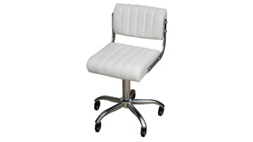 Gaslift Beauty Stool Square white with chrome & backrest