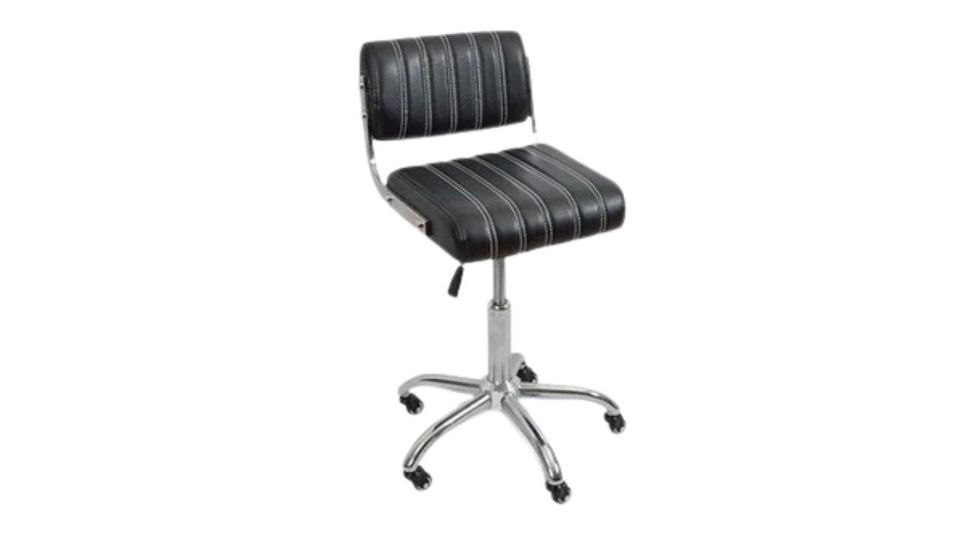 Gaslift Beauty Stool Square Black with chrome & backrest