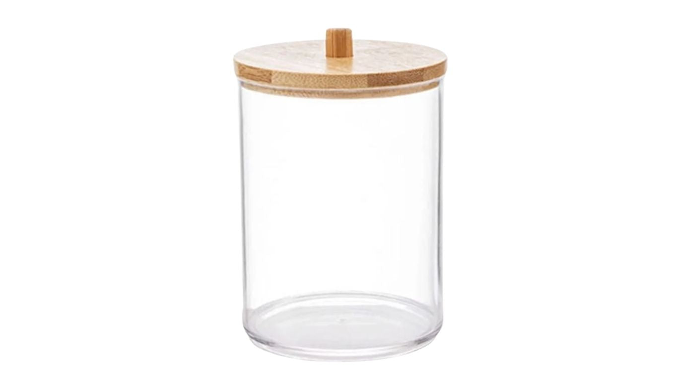 Perspex Round Cosmetic Holder with Bamboo lid (small)