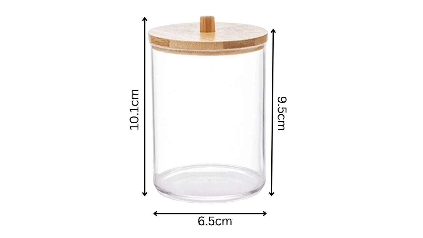 Perspex Round Cosmetic Holder with Bamboo lid (small)