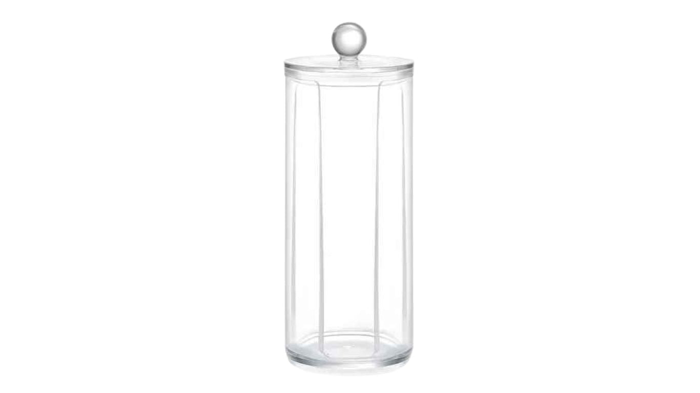 Perspex Round Cotton Pad Holder with Lid (large)