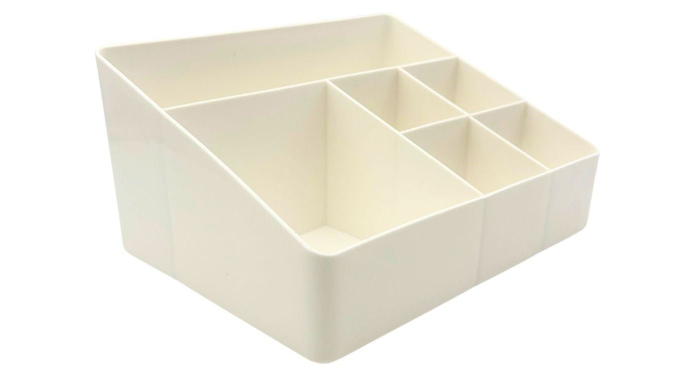 Off-white Plastic Tiered Cosmetic Holder (6 compartments)