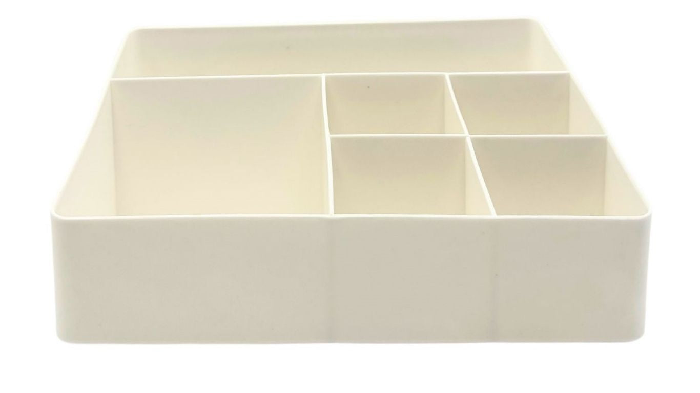 Off-white Plastic Tiered Cosmetic Holder (6 compartments)