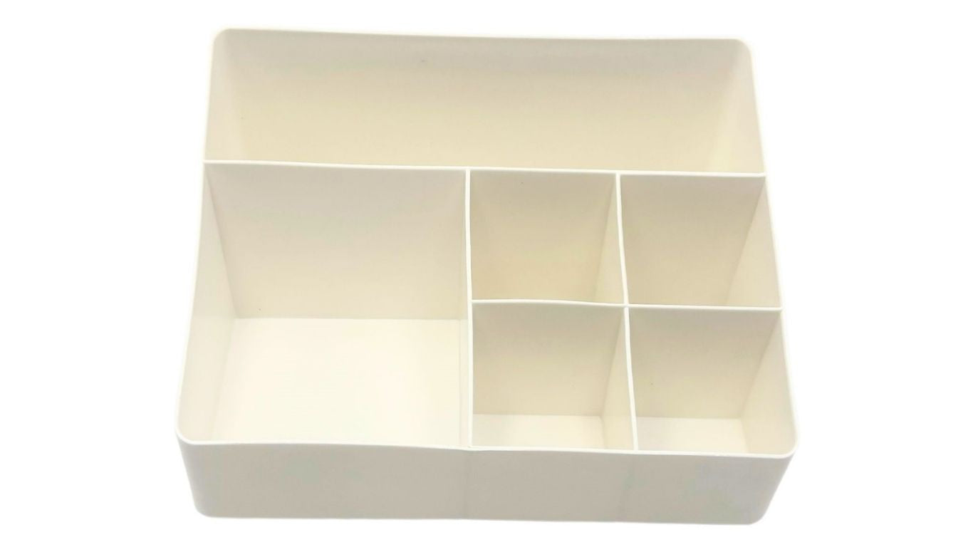 Off-white Plastic Tiered Cosmetic Holder (6 compartments)