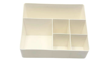 Off-white Plastic Tiered Cosmetic Holder (6 compartments)