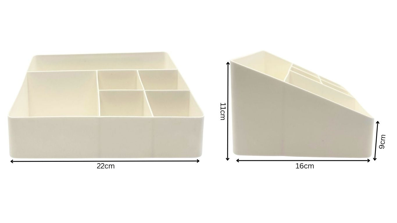 Off-white Plastic Tiered Cosmetic Holder (6 compartments)