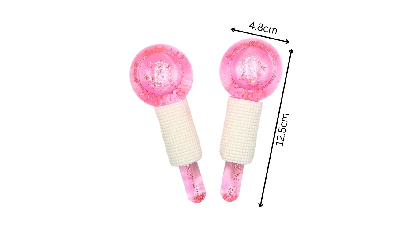 Facial Ice Globe - Glass (Pink Glitter) 2's