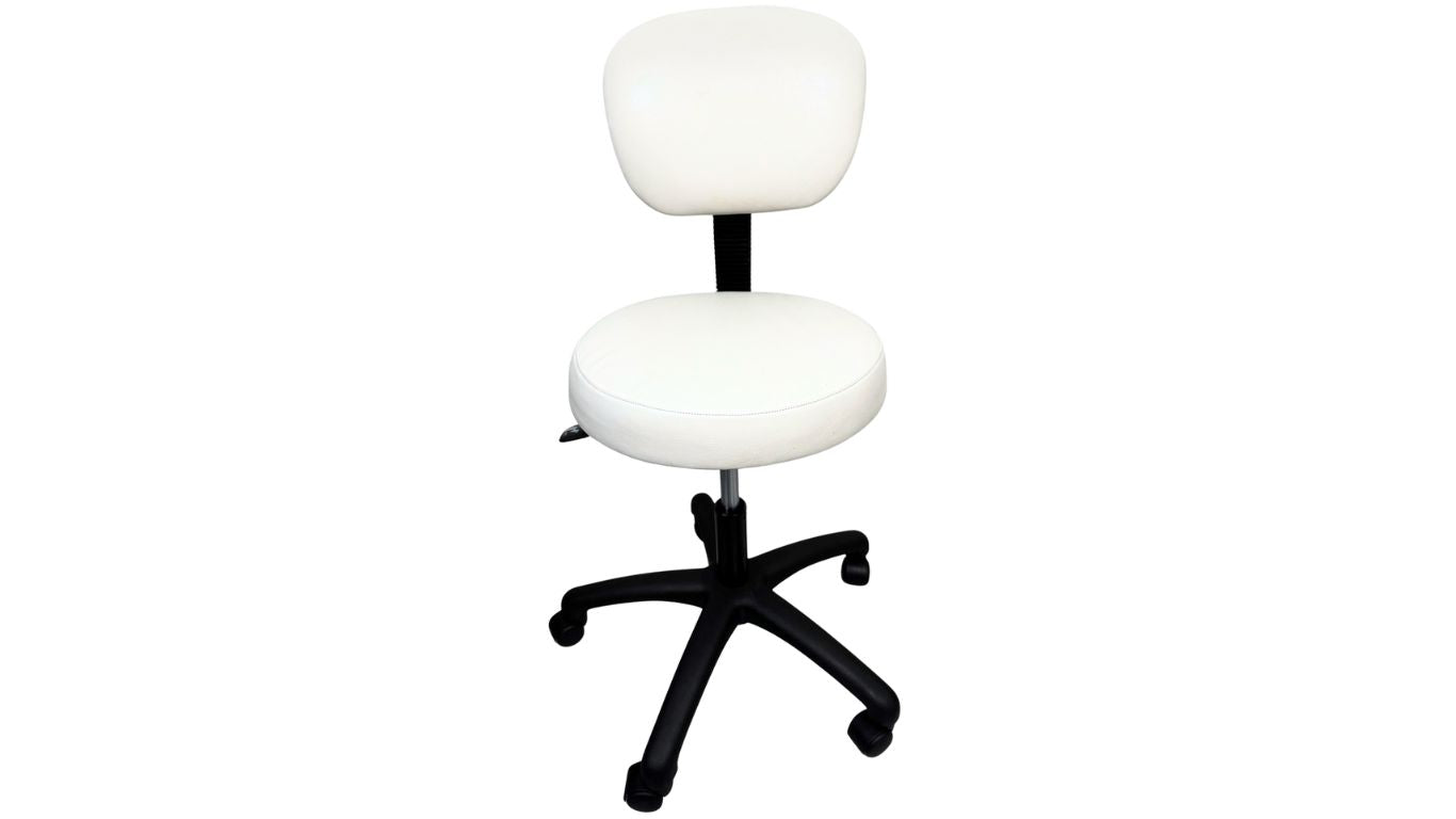 Gaslift Beauty Stool White with backrest