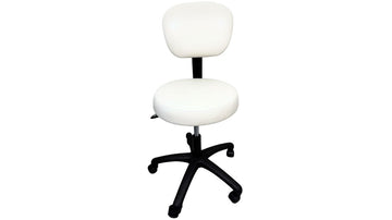 Gaslift Beauty Stool White with backrest