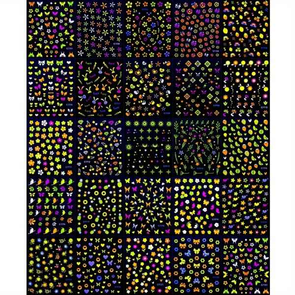 Nail Art Stickers - Glow in the Dark (random)