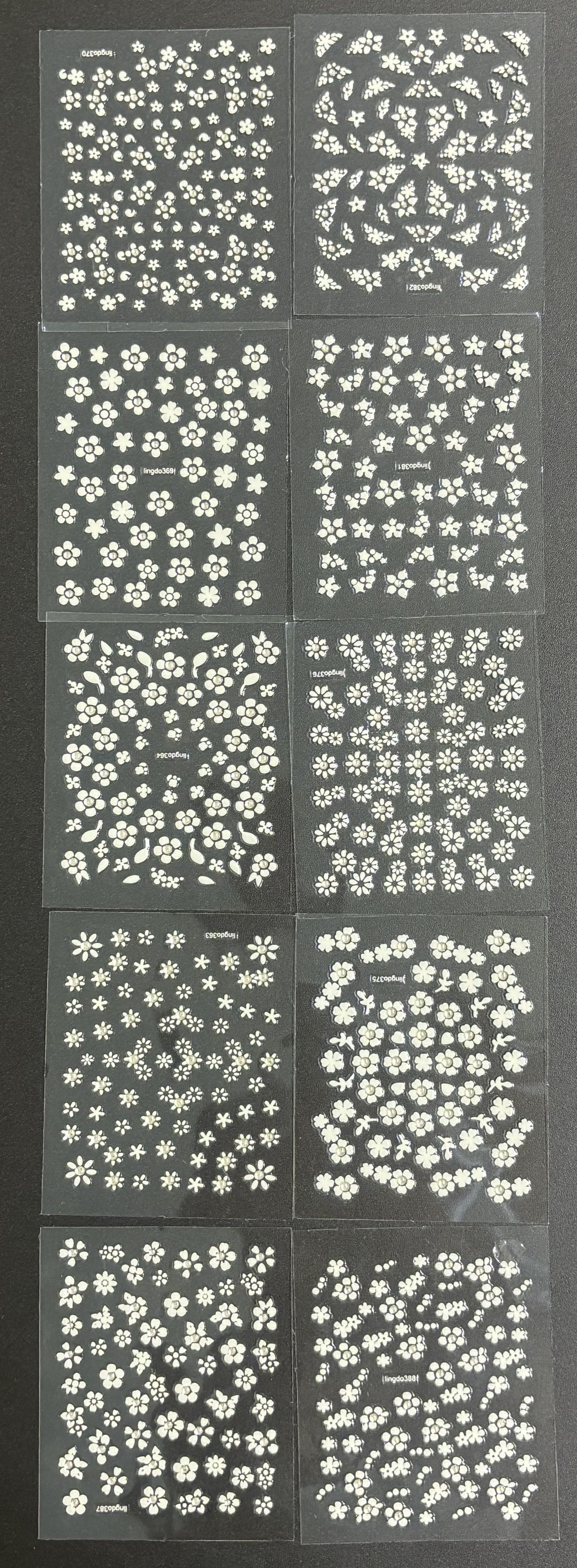 Nail Art Stickers - White Flowers (random)