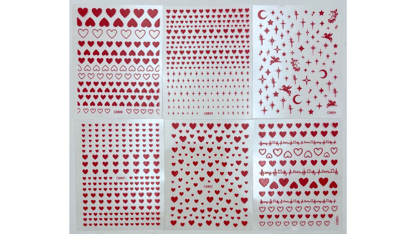 Nail Art Stickers - Valentines Red (random)