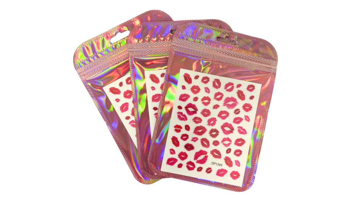 Nail Art Stickers - Pink & Red Lips