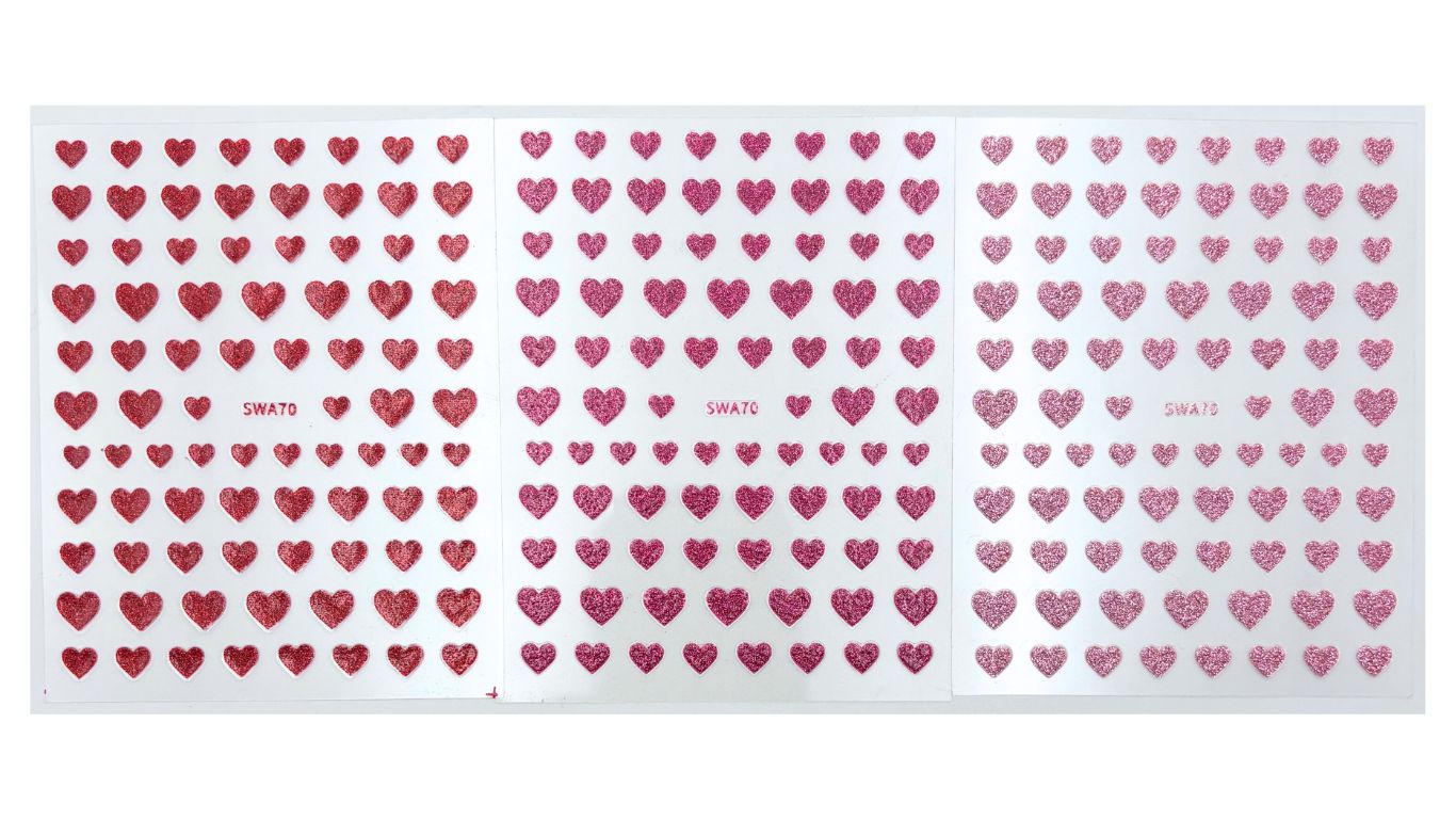 Nail Art Stickers - Glitter Hearts (random)