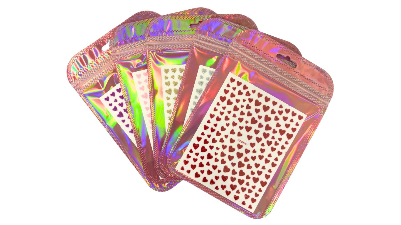 Nail Art Stickers - Shiny Hearts (random)
