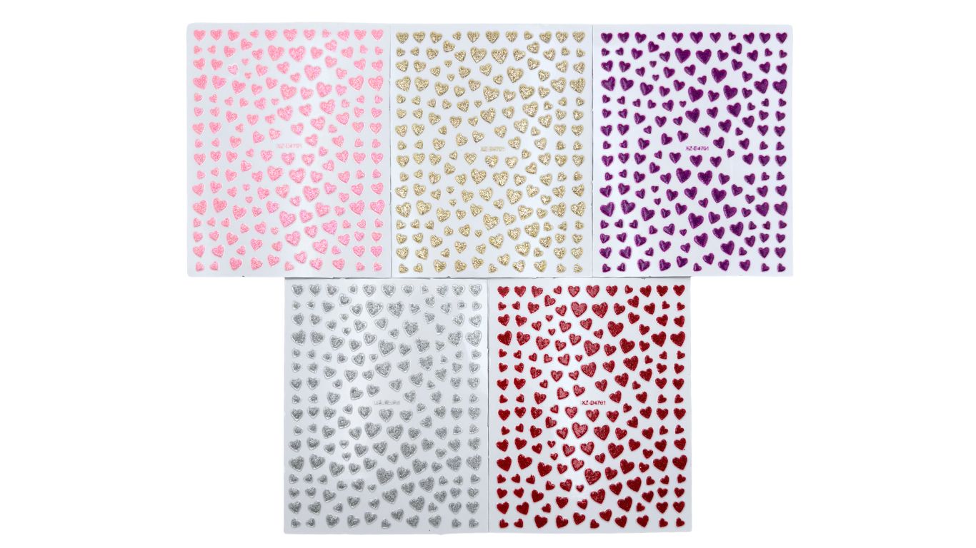 Nail Art Stickers - Shiny Hearts (random)