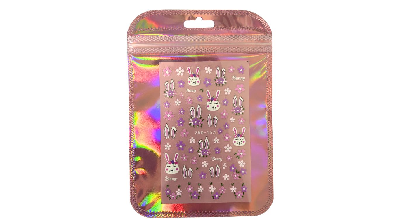 Nail Art Stickers - Purple Bunnies &Flow