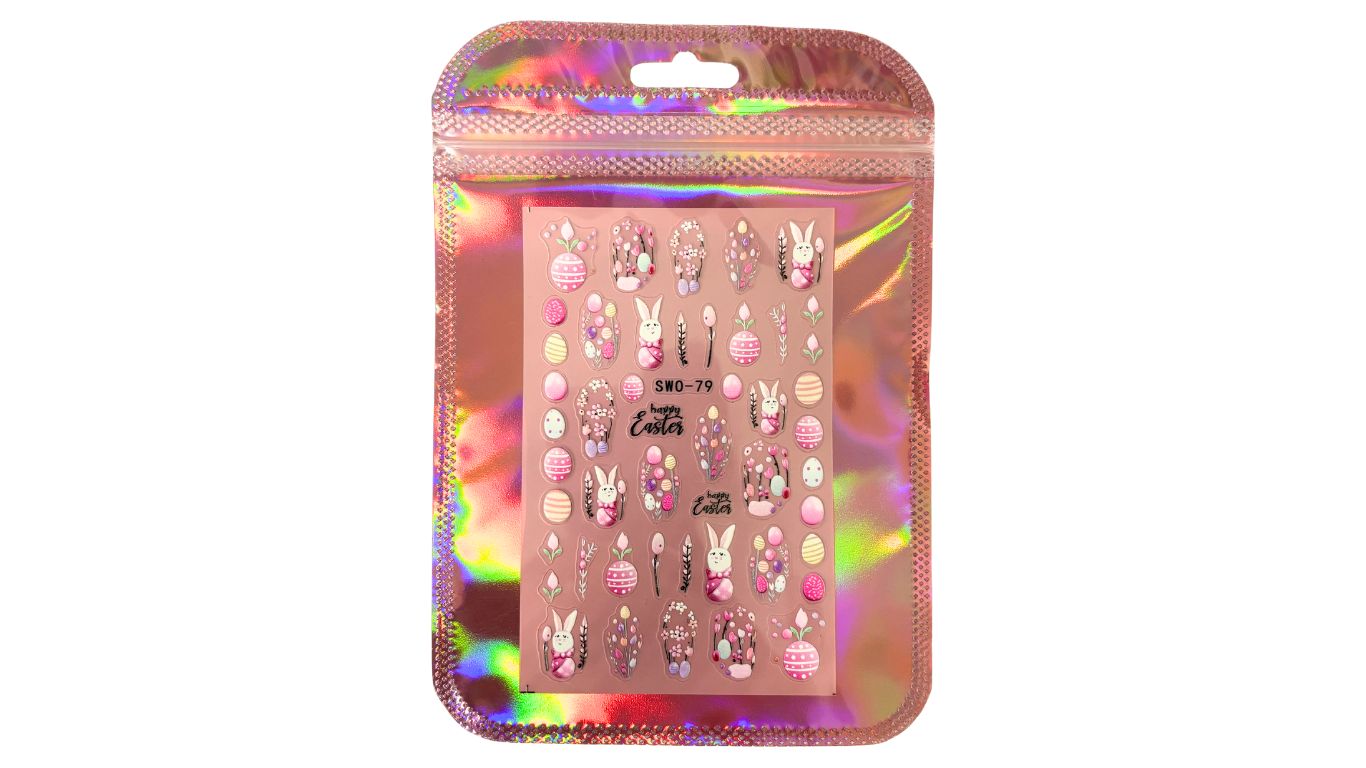 Nail Art Stickers - Pink Bunnies & Eggs