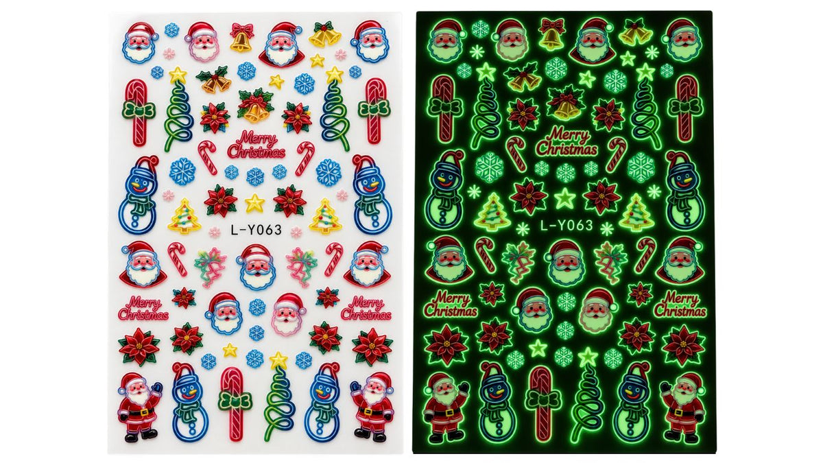 Nail Art Stickers - Santa (Glow In The Dark)