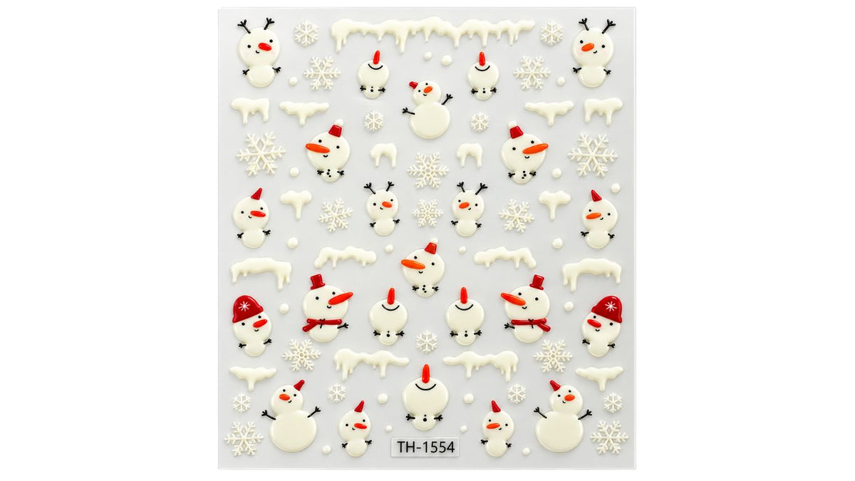 Nail Art Stickers - Snowman (White)