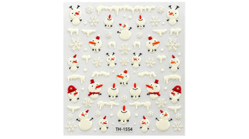 Nail Art Stickers - Snowman (White)