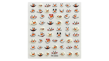 Nail Art Stickers - Snowman Face