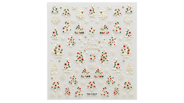 Nail Art Stickers - Christmas Trees (White)