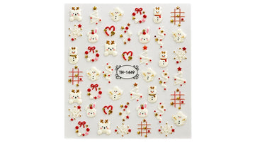 Nail Art Stickers - Bears & Bunnies (White)