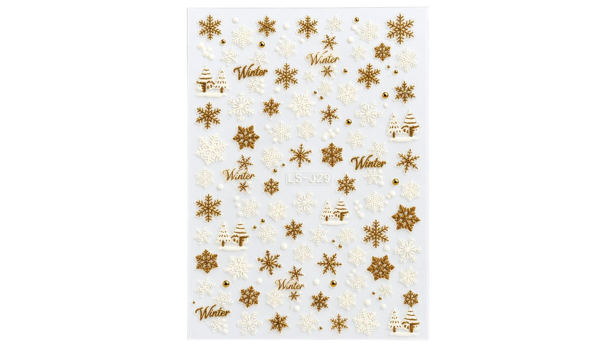 Nail Art Stickers - Snowflakes (Gold)