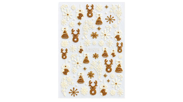 Nail Art Stickers - Trees & Reindeer (Gold)