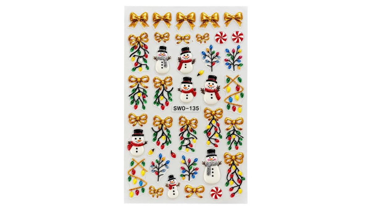 Nail Art Stickers - Snowmen & Lights