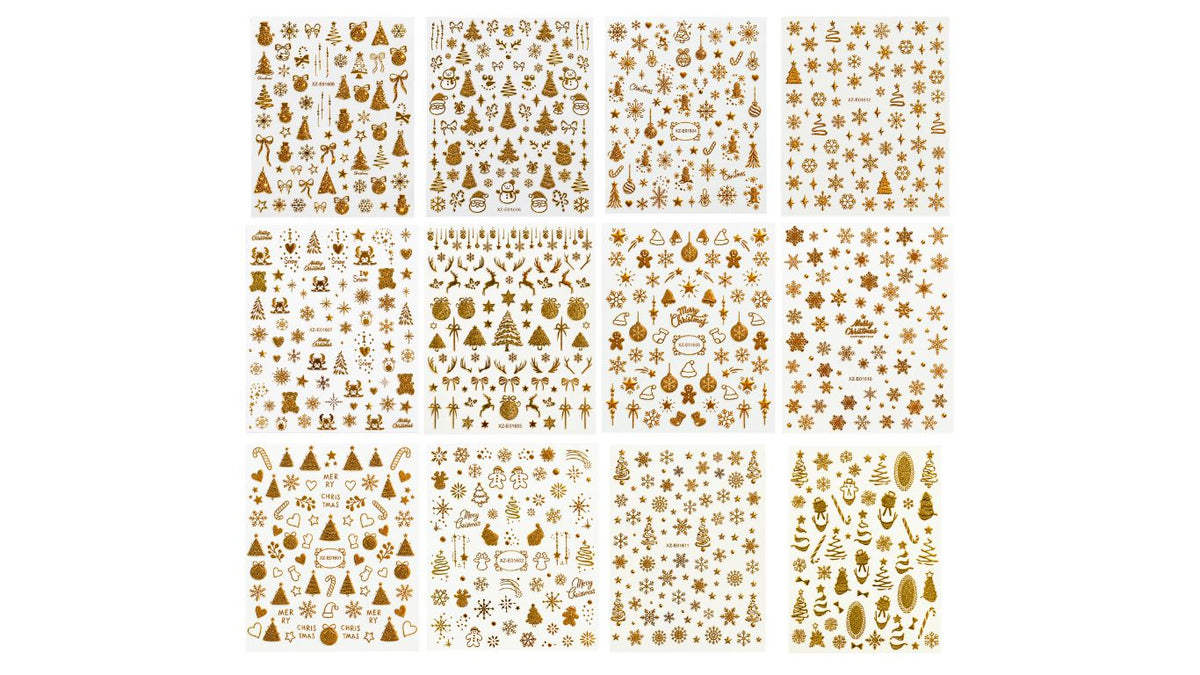 Nail Art Stickers - Christmas Gold (Random)